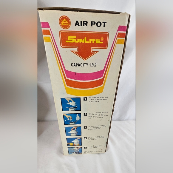 Vintage Retro Vacuum Bottle insulated Air Pump pot  Handle 1.9L Coffee Thermos - Picture 3 of 9